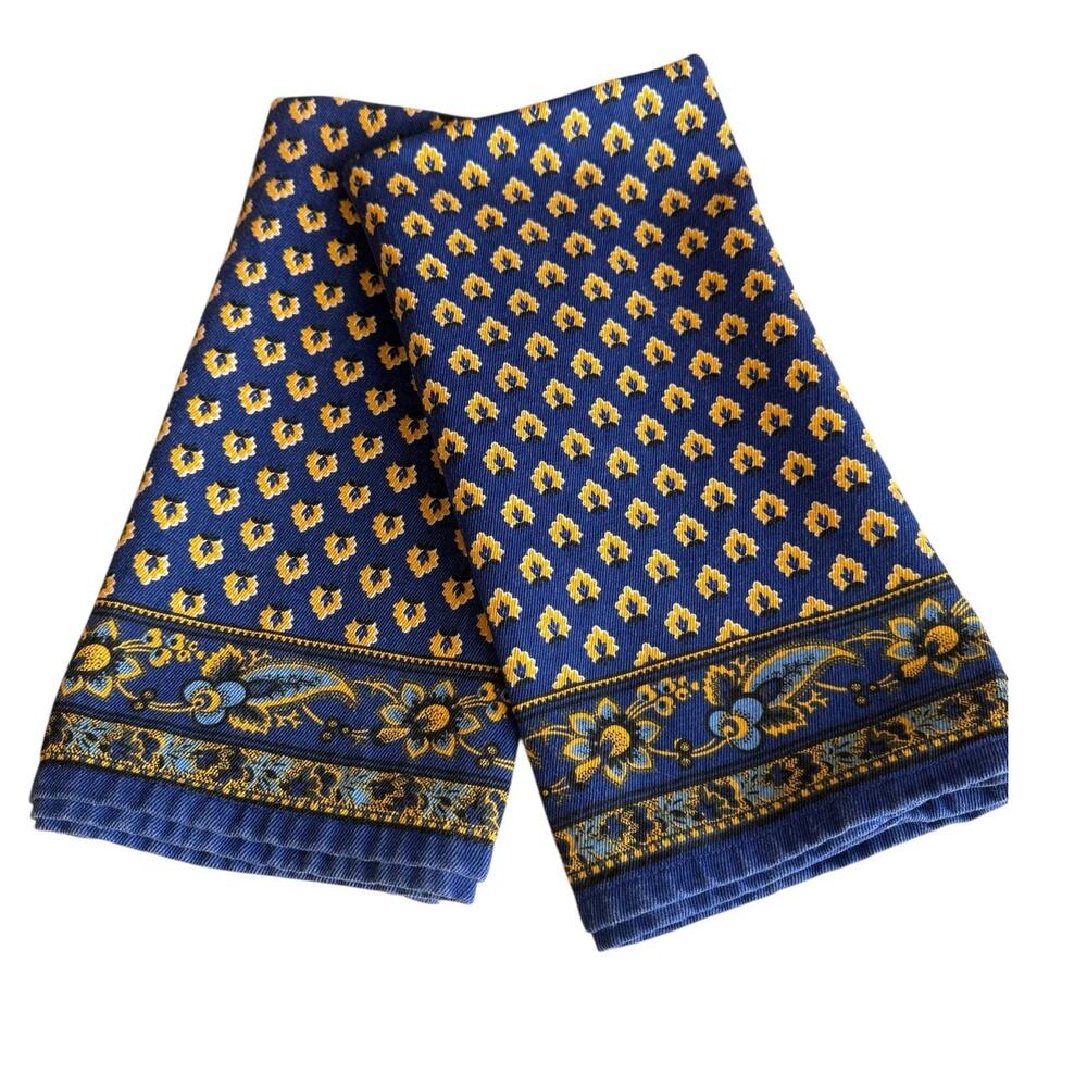 Williams Sonoma Marseille French Provincial Kitchen Towels Blue Yellow